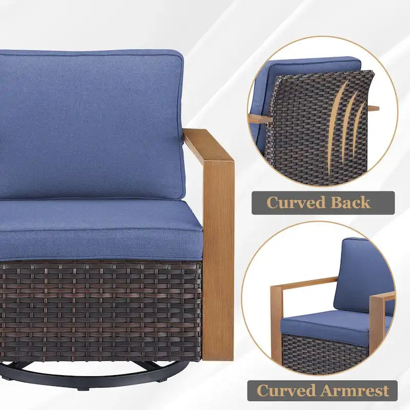 Lot de 4 fauteuils pivotants à bascule Gymojoy pour terrasse - Marron