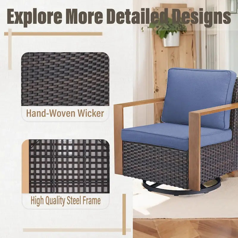 Lot de 4 fauteuils pivotants à bascule Gymojoy pour terrasse - Marron