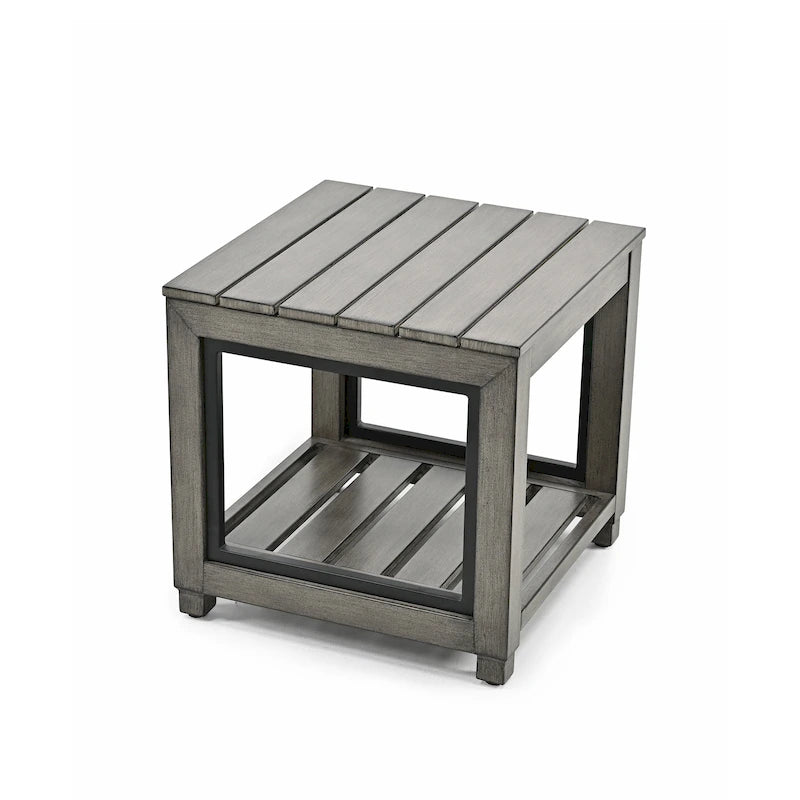 Table d'appoint de patio en aluminium vieilli pour l'extérieur