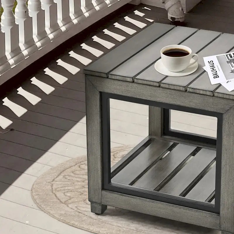 Table d'appoint de patio en aluminium vieilli pour l'extérieur