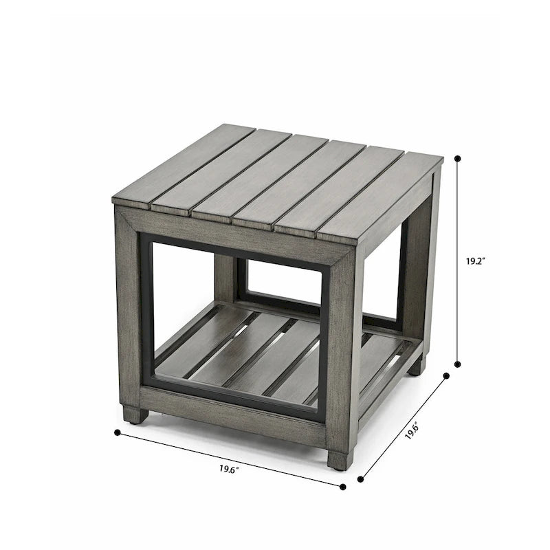 Table d'appoint de patio en aluminium vieilli pour l'extérieur
