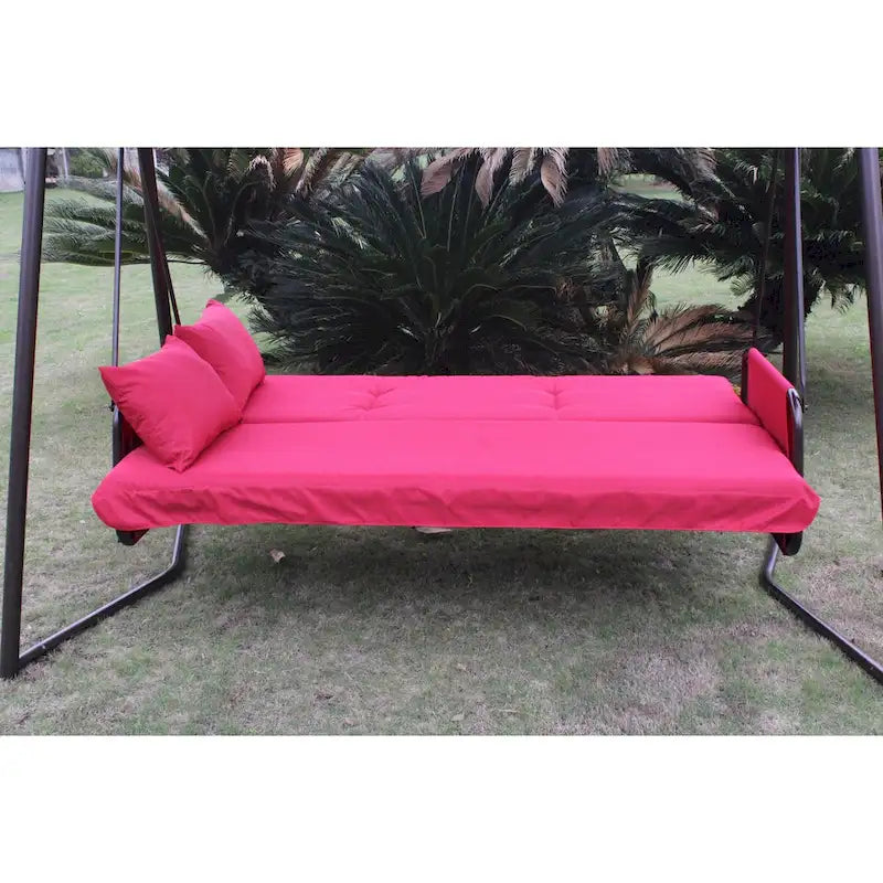 Balancelle de jardin 3 places en métal avec coussin et auvent réglable
