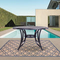 Clihome 48 Round Patio Aluminum Make Dining Table With Umbrella Hole