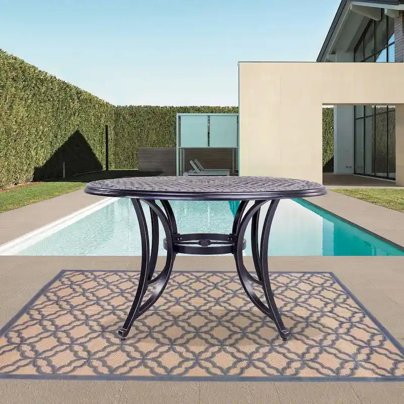 Clihome 48 Round Patio Aluminum Make Dining Table With Umbrella Hole