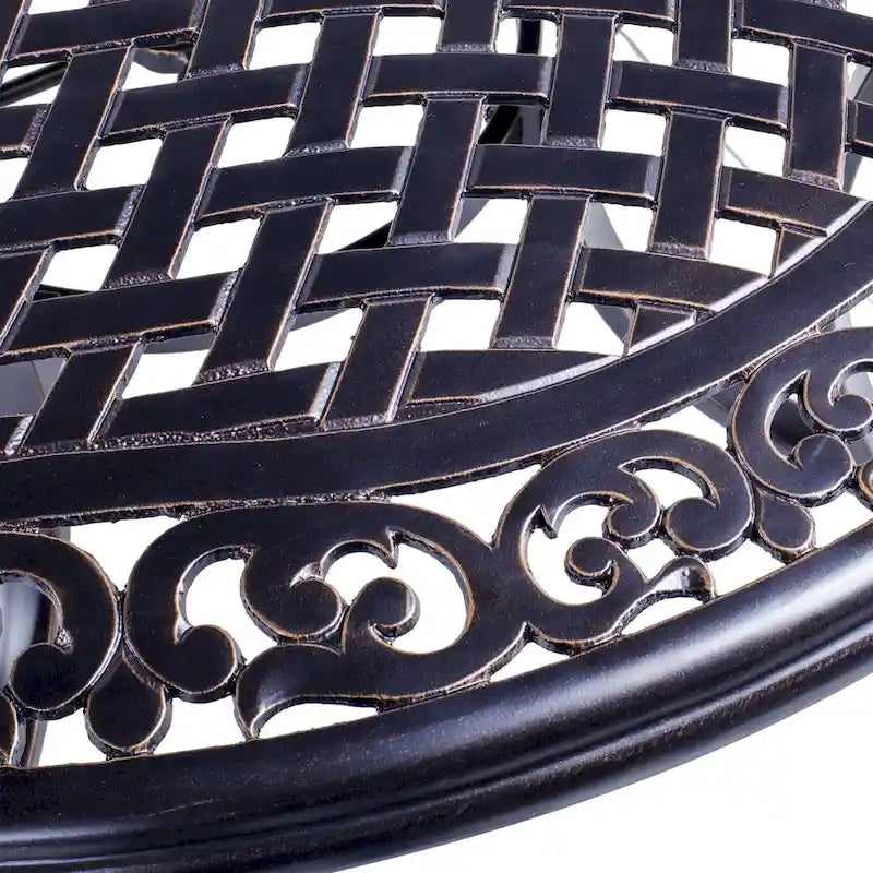 Table à manger de patio ronde en aluminium Clihome 48 avec trou pour parasol