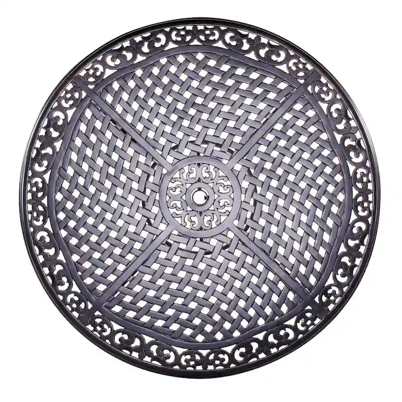 Table à manger de patio ronde en aluminium Clihome 48 avec trou pour parasol