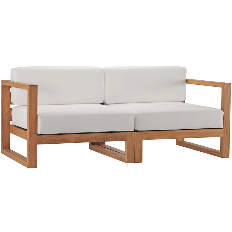 Causeuse sectionnelle 2 places en teck de jardin Upland