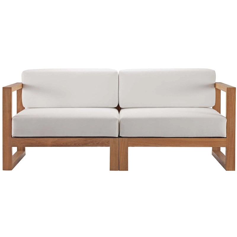 Causeuse sectionnelle 2 places en teck de jardin Upland