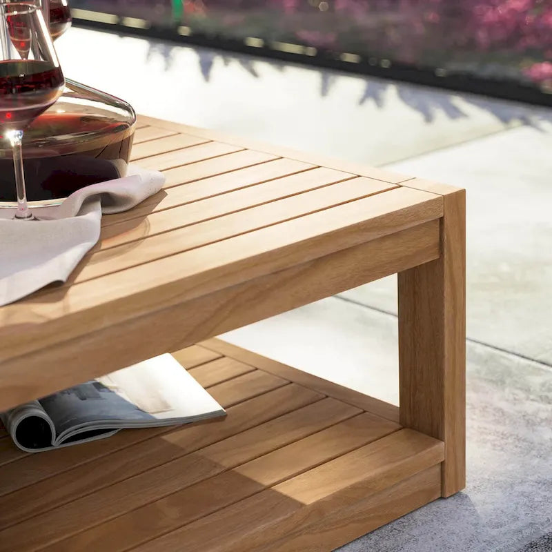 Table basse de patio d'extérieur en teck Carlsbad