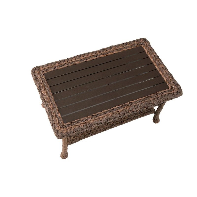 Table basse moderne en résine et rotin, imitation jonc de mer