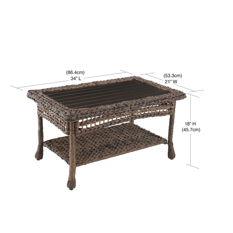 Table basse moderne en résine et rotin, imitation jonc de mer