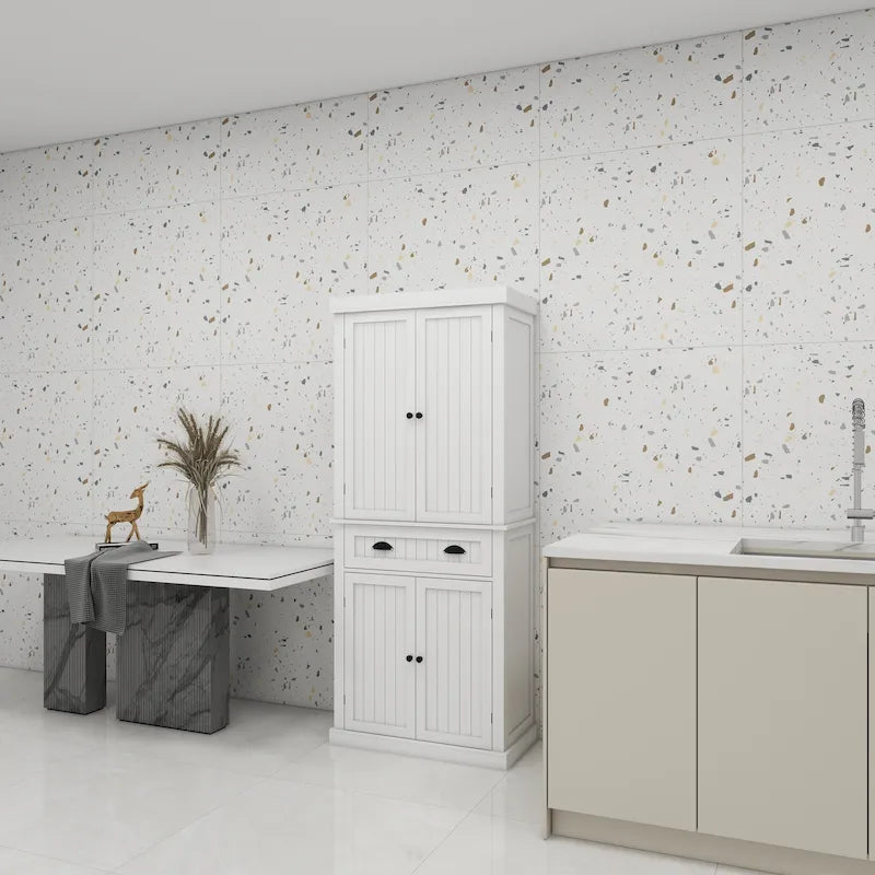 Armoire de rangement de cuisine avec 4 portes et 2 tiroirs