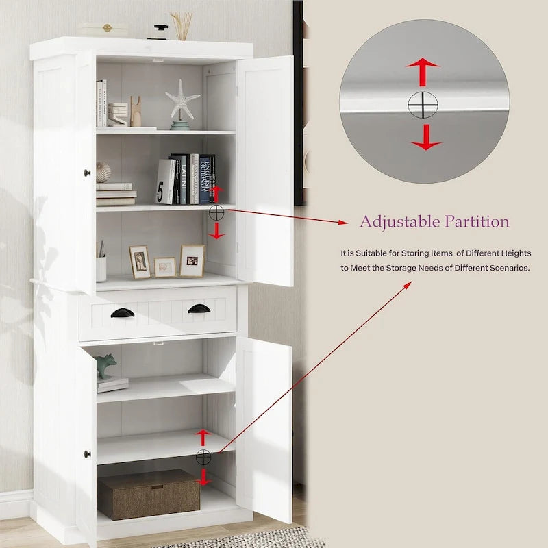 Armoire de rangement de cuisine avec 4 portes et 2 tiroirs