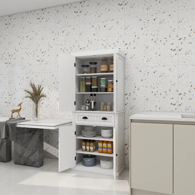 Armoire de rangement de cuisine avec 4 portes et 2 tiroirs
