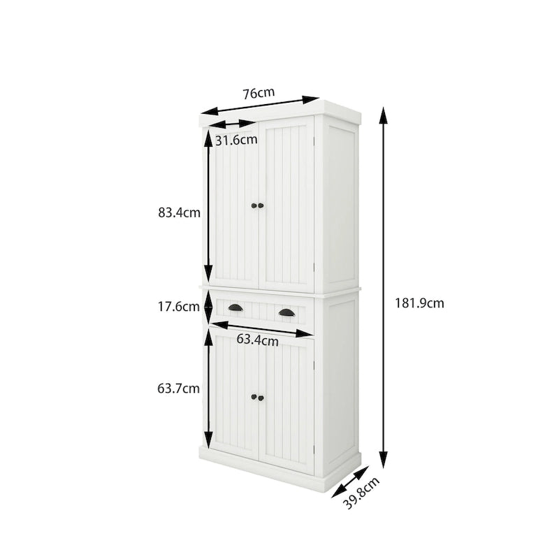 Armoire de rangement de cuisine avec 4 portes et 2 tiroirs
