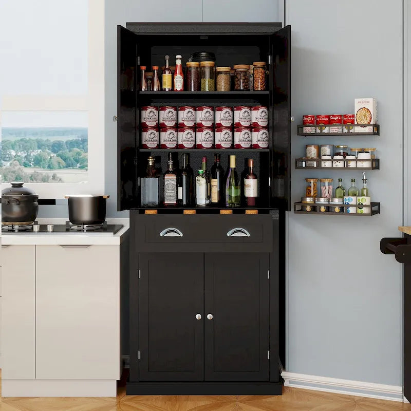Armoire de rangement de cuisine avec 4 portes et 2 tiroirs