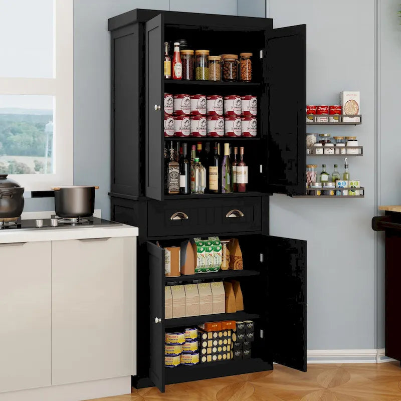 Armoire de rangement de cuisine avec 4 portes et 2 tiroirs