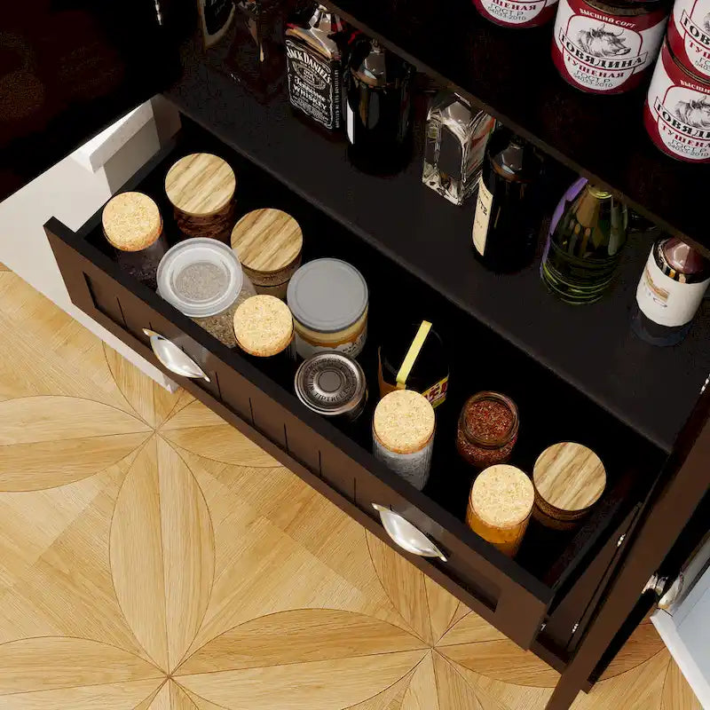 Armoire de rangement de cuisine avec 4 portes et 2 tiroirs