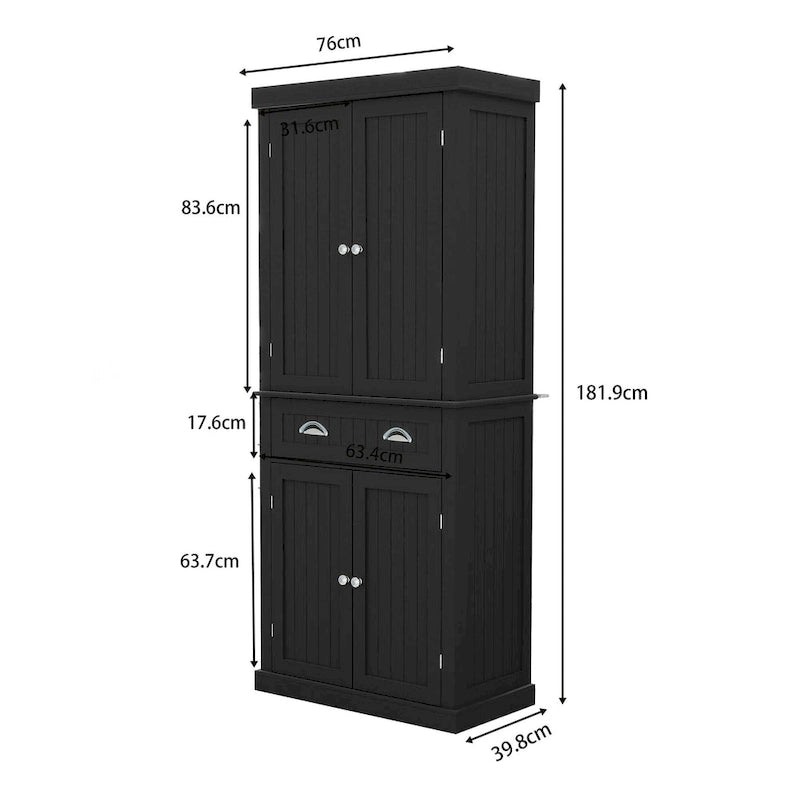 Armoire de rangement de cuisine avec 4 portes et 2 tiroirs
