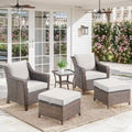 Ensemble de mobilier de patio en osier 5 pièces - Marron