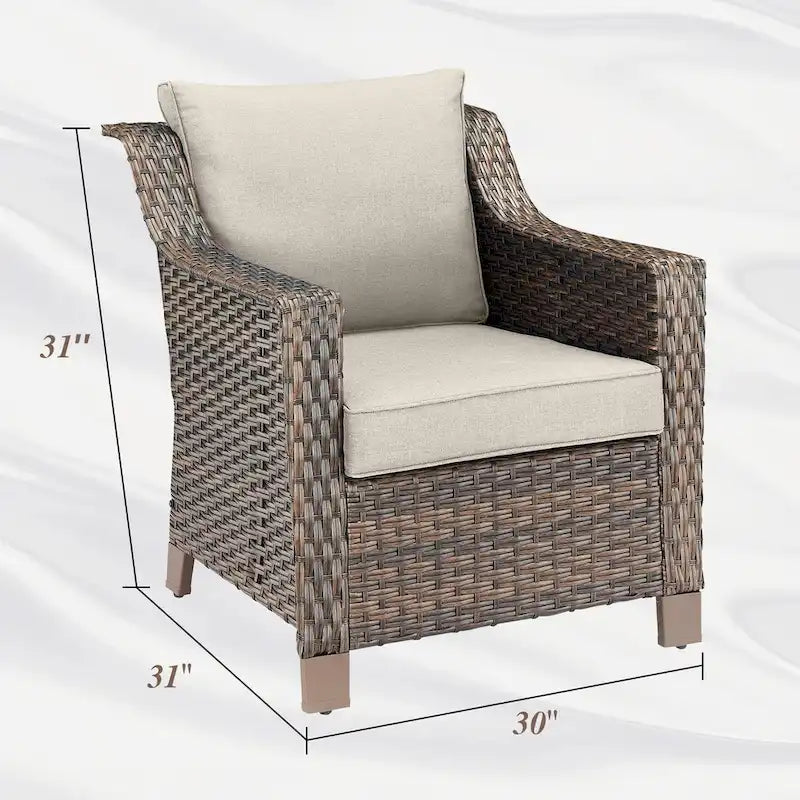 Ensemble de mobilier de patio en osier 5 pièces - Marron