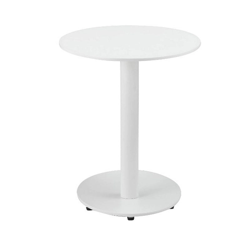 Table d'appoint d'extérieur en métal moderne avec plateau et base ovales, blanche