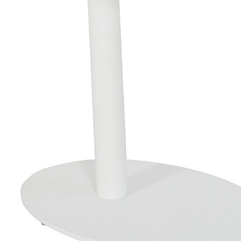 Table d'appoint d'extérieur en métal moderne avec plateau et base ovales, blanche