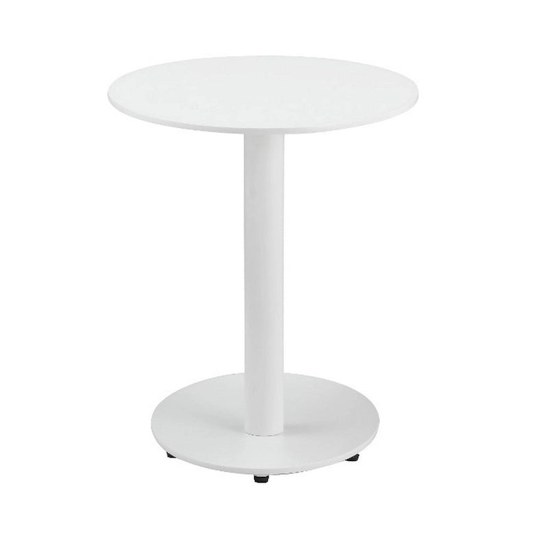 Table d'appoint d'extérieur en métal moderne avec plateau et base ovales, blanche