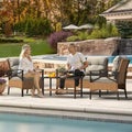 Moasis 4-Piece Patio Furniture Wicker Outdoor Bistro Set All-Weather Rattan Conversation Loveseat Chairs - 4 Pcs