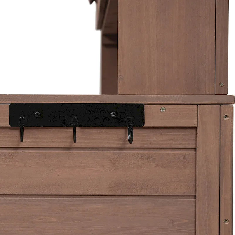 Table de rempotage de jardin, design rustique et épuré avec tiroirs et étagères multiples pour le rangement