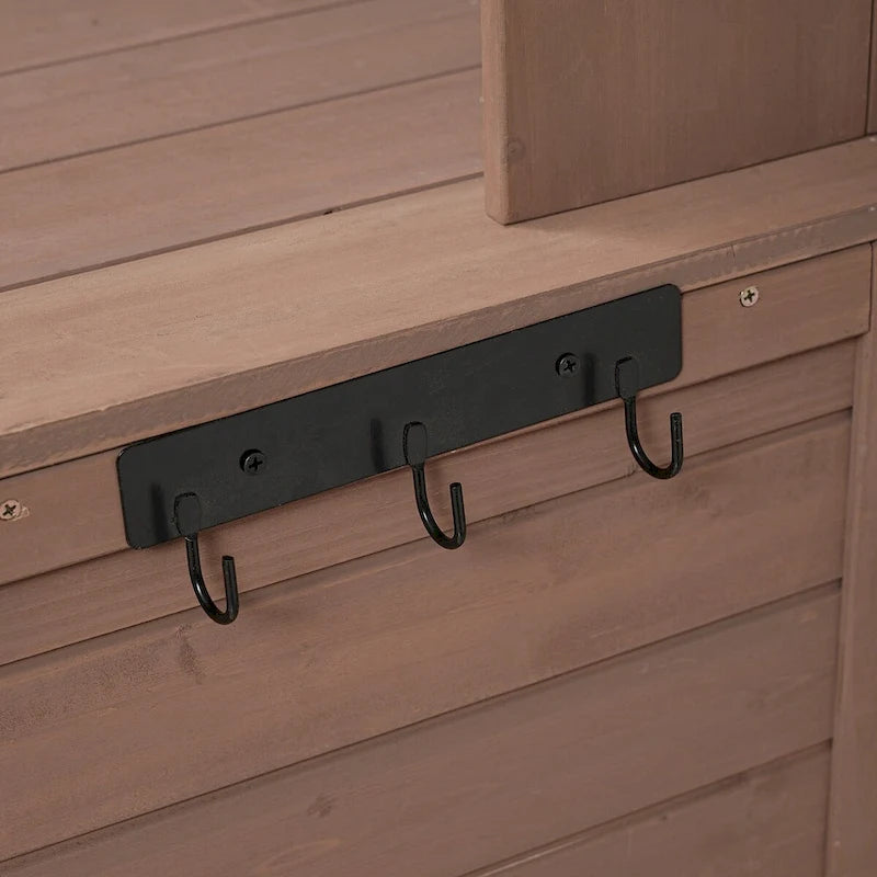 Table de rempotage de jardin, design rustique et épuré avec tiroirs et étagères multiples pour le rangement