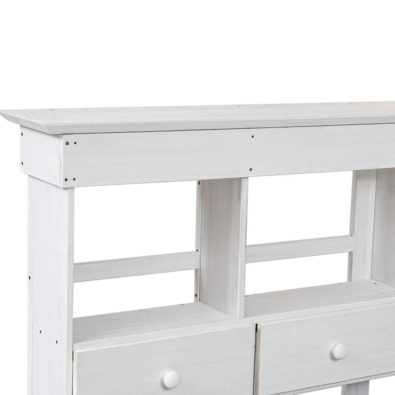 Table de rempotage de jardin, design rustique et épuré avec tiroirs et étagères multiples pour le rangement