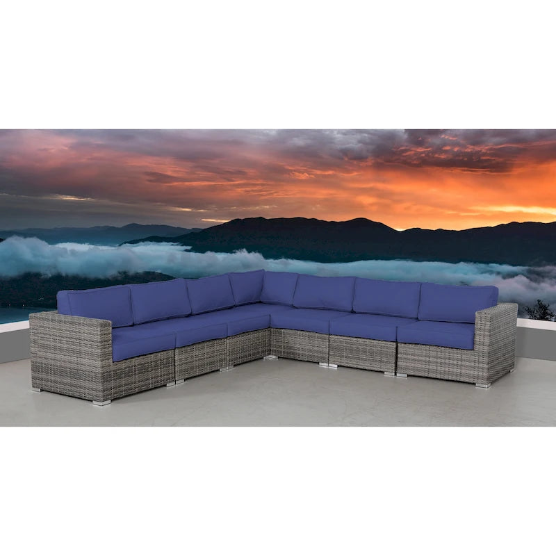 Canapé d'angle d'extérieur réversible en osier LSI 122 avec coussins Sunbrella