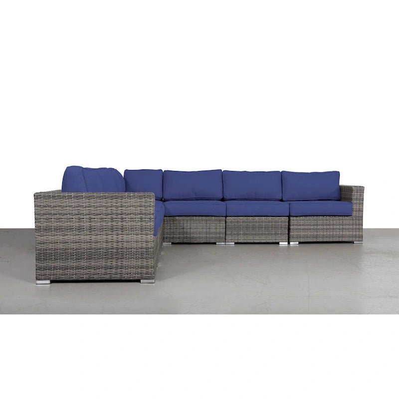 Canapé d'angle d'extérieur réversible en osier LSI 122 avec coussins Sunbrella