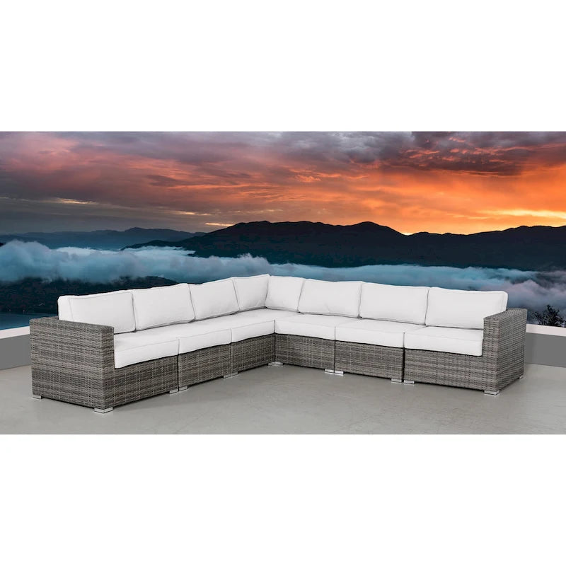 Canapé d'angle d'extérieur réversible en osier LSI 122 avec coussins Sunbrella