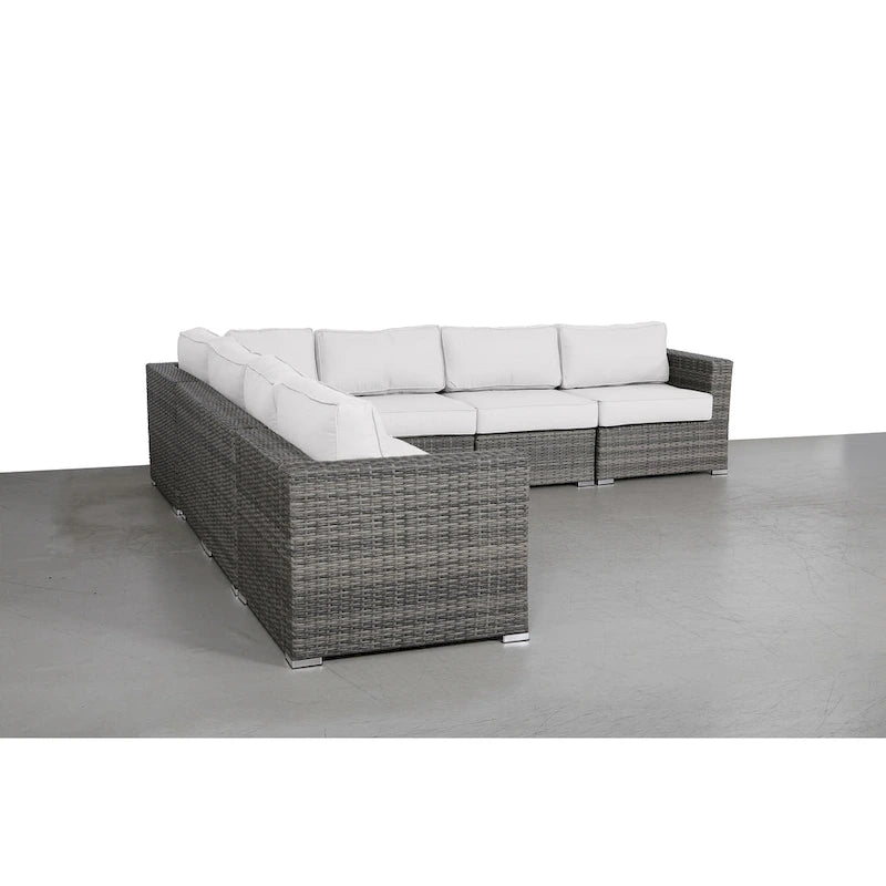 Canapé d'angle d'extérieur réversible en osier LSI 122 avec coussins Sunbrella