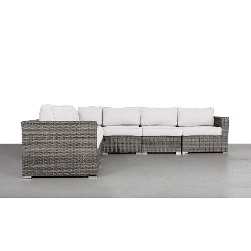 Canapé d'angle d'extérieur réversible en osier LSI 122 avec coussins Sunbrella