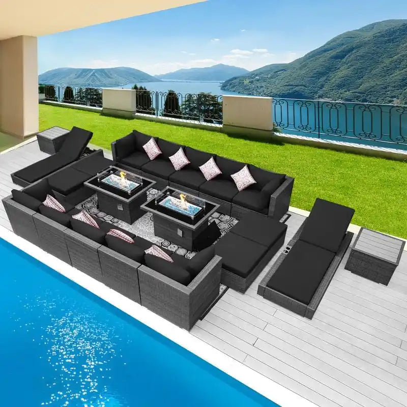 FINCATI 20 PCS Wicker Outdoor Patio Furniture Sectional Sofa Set with Table