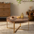 Table basse ronde moderne rétro avec pieds croisés dorés