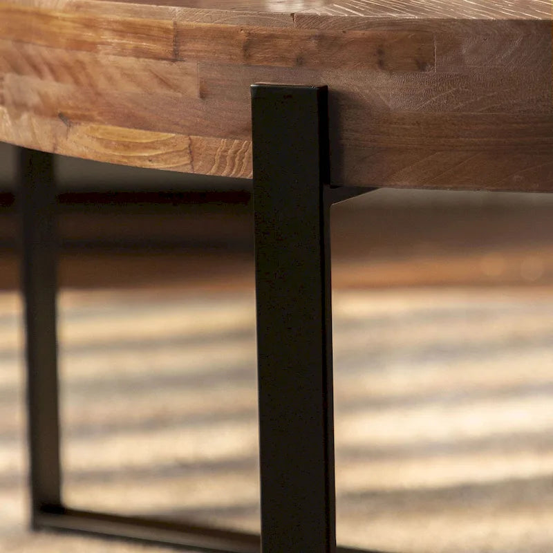 Table basse ronde moderne rétro avec pieds croisés dorés