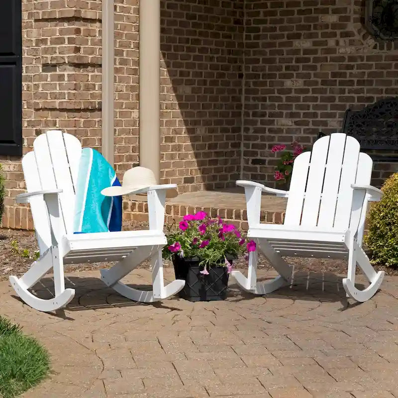 Gavil White Acacia Wood Adirondack Rocking Chair (Set of 2)