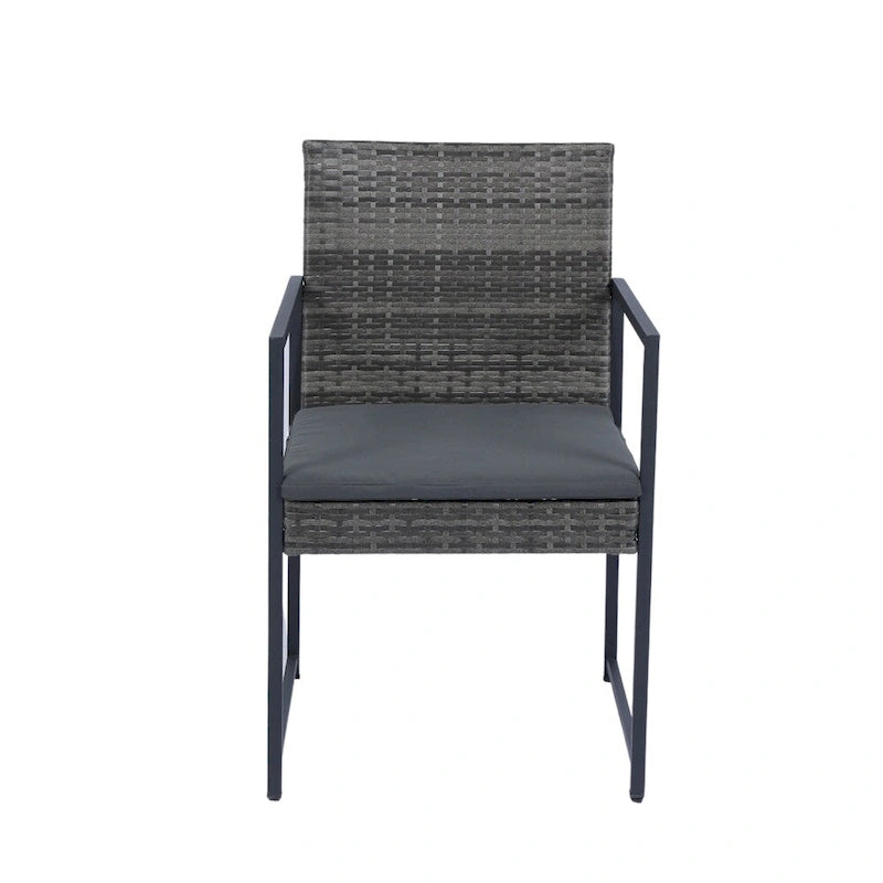 Ensemble de 9 chaises de jardin en rotin avec table en verre et coussins