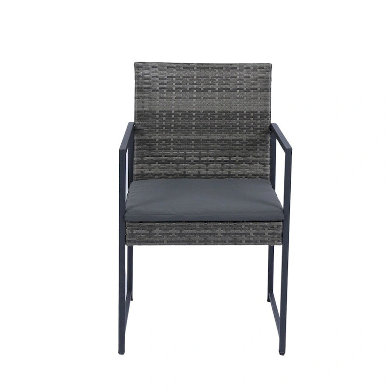 Ensemble de 9 chaises de jardin en rotin avec table en verre et coussins