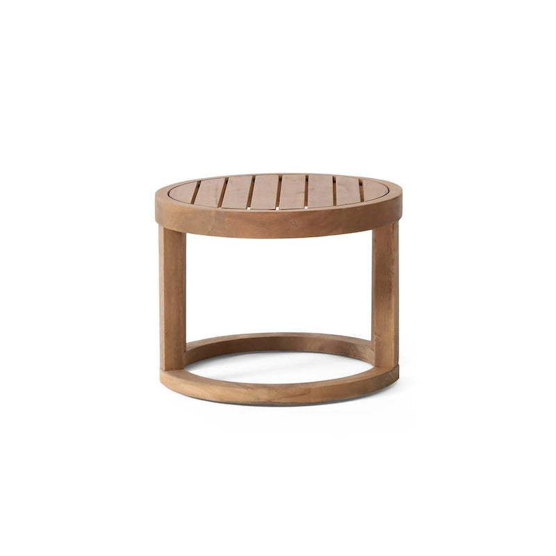 Table d'appoint d'extérieur en bois d'acacia, table d'appoint solide de 18 po pour patio, piscine, véranda (brun délavé)