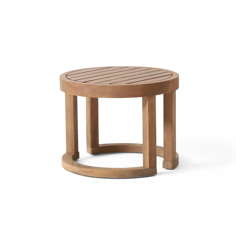 Table d'appoint d'extérieur en bois d'acacia, table d'appoint solide de 18 po pour patio, piscine, véranda (brun délavé)