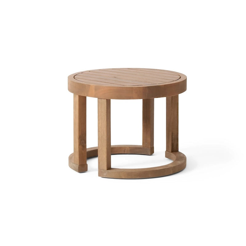 Table d'appoint d'extérieur en bois d'acacia, table d'appoint solide de 18 po pour patio, piscine, véranda (brun délavé)