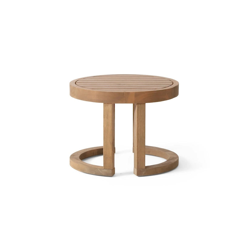 Table d'appoint d'extérieur en bois d'acacia, table d'appoint solide de 18 po pour patio, piscine, véranda (brun délavé)