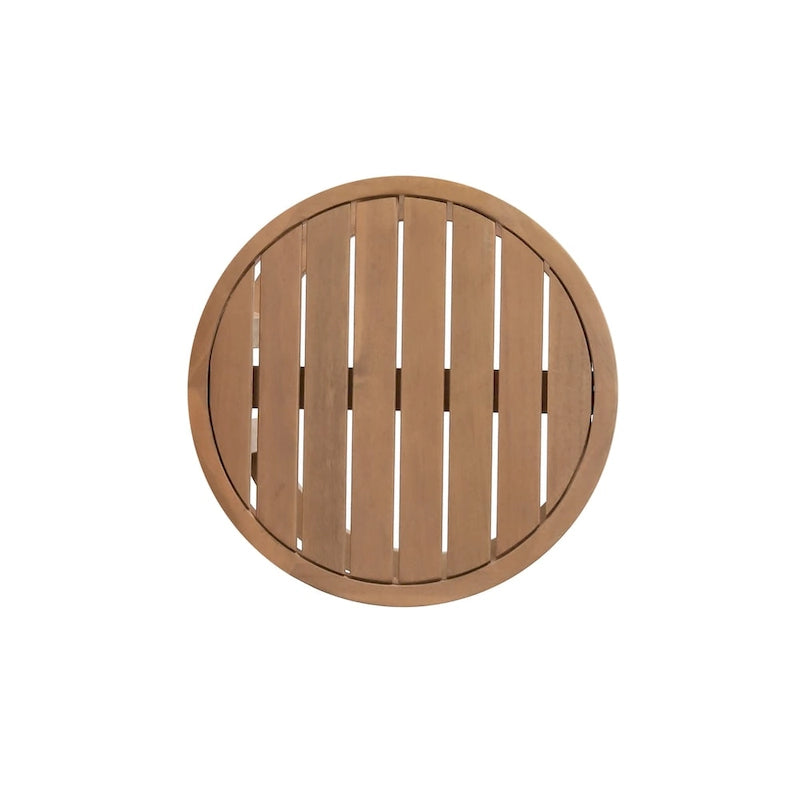 Table d'appoint d'extérieur en bois d'acacia, table d'appoint solide de 18 po pour patio, piscine, véranda (brun délavé)