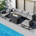 Ensemble de mobilier de patio surdimensionné 7 pièces FINCATI en aluminium avec table brasero de 43 po pour jardin, terrasse et arrière-cour