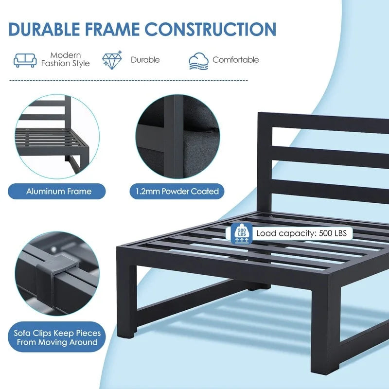 Ensemble de mobilier de patio surdimensionné 7 pièces FINCATI en aluminium avec table brasero de 43 po pour jardin, terrasse et arrière-cour